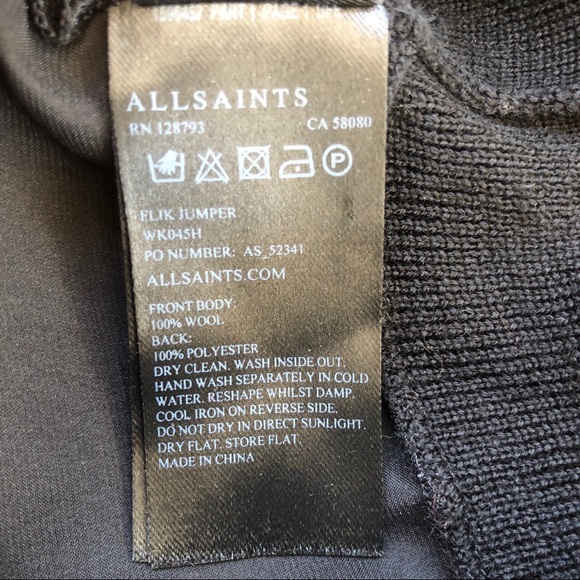 All Saints Black Button Down Turtleneck Sweater M - Picture 7 of 9